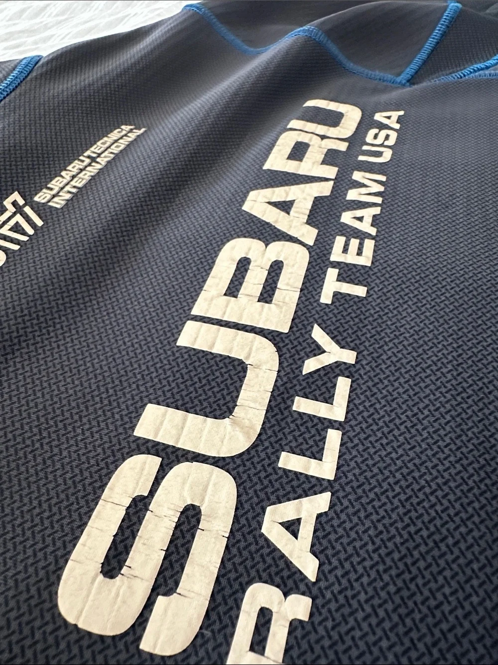 Subaru Rally Team USA Men's Gray Performance Zip Jacket with Blue Trim